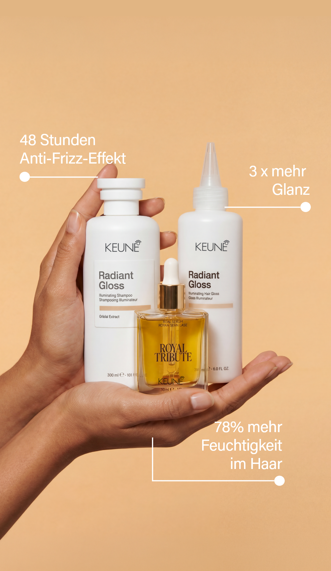 Radiant Gloss Shampoo ist perfekt für stumpfes Haar. Die leichte Formel dieses Glanz-Shampoos macht Dein Haar frisch, gesund und glänzend – Haarpflege auf keune.ch
